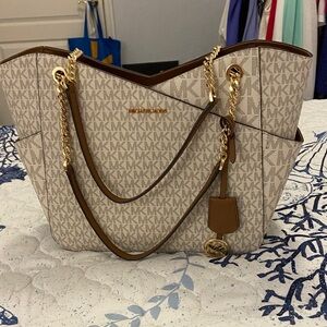 Michael Kors Beige and Brown Tote Bag gently used